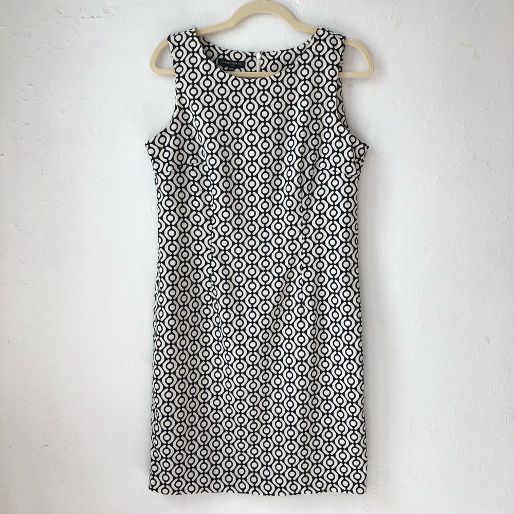 Mario Serrani Italy printed blk white dress sz md